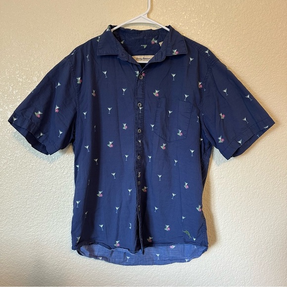 Tommy Bahama Other - Men's Blue Martini Print Button Up Shirt Size Medium Summer Beach Casual